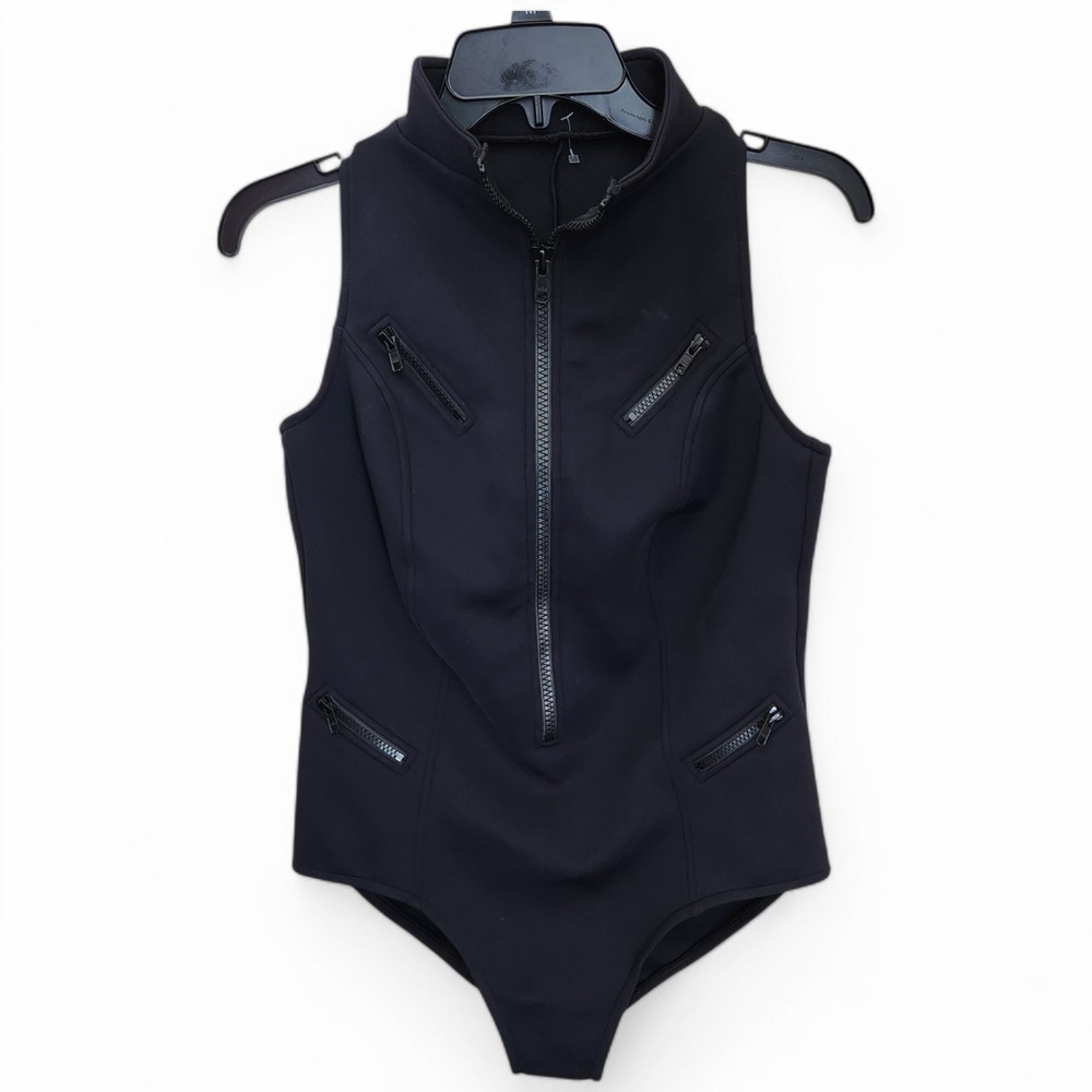 Magicsuit Black Racerback Zip Front One-Piece Swimsuit - Picture 2 of 12